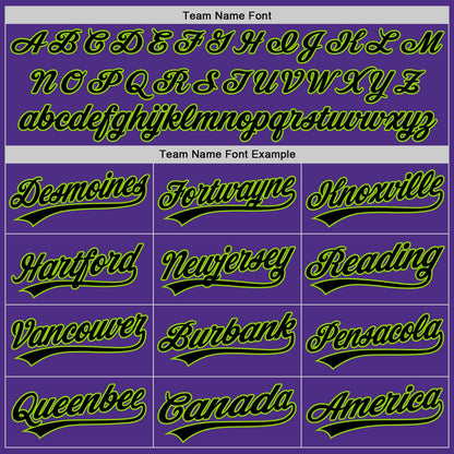 Custom Stitched Purple Black-Neon Green Baseball Pullover Sweatshirt Hoodie
