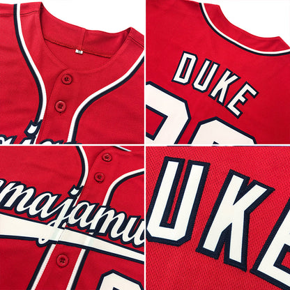 Custom Red White-Gray Authentic Baseball Jersey