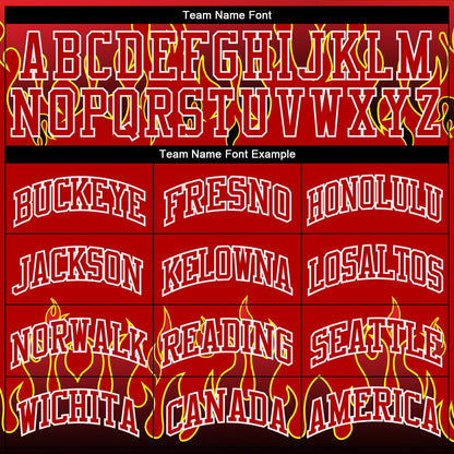 Custom Red Red-Black Flame Round Neck Sublimation Basketball Uniform Jersey