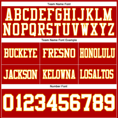 Custom Red White-Gold Authentic Football Jersey