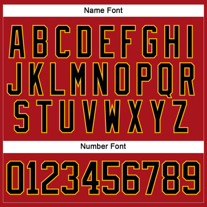 Custom Red Black-Gold Hockey Lace Neck Jersey