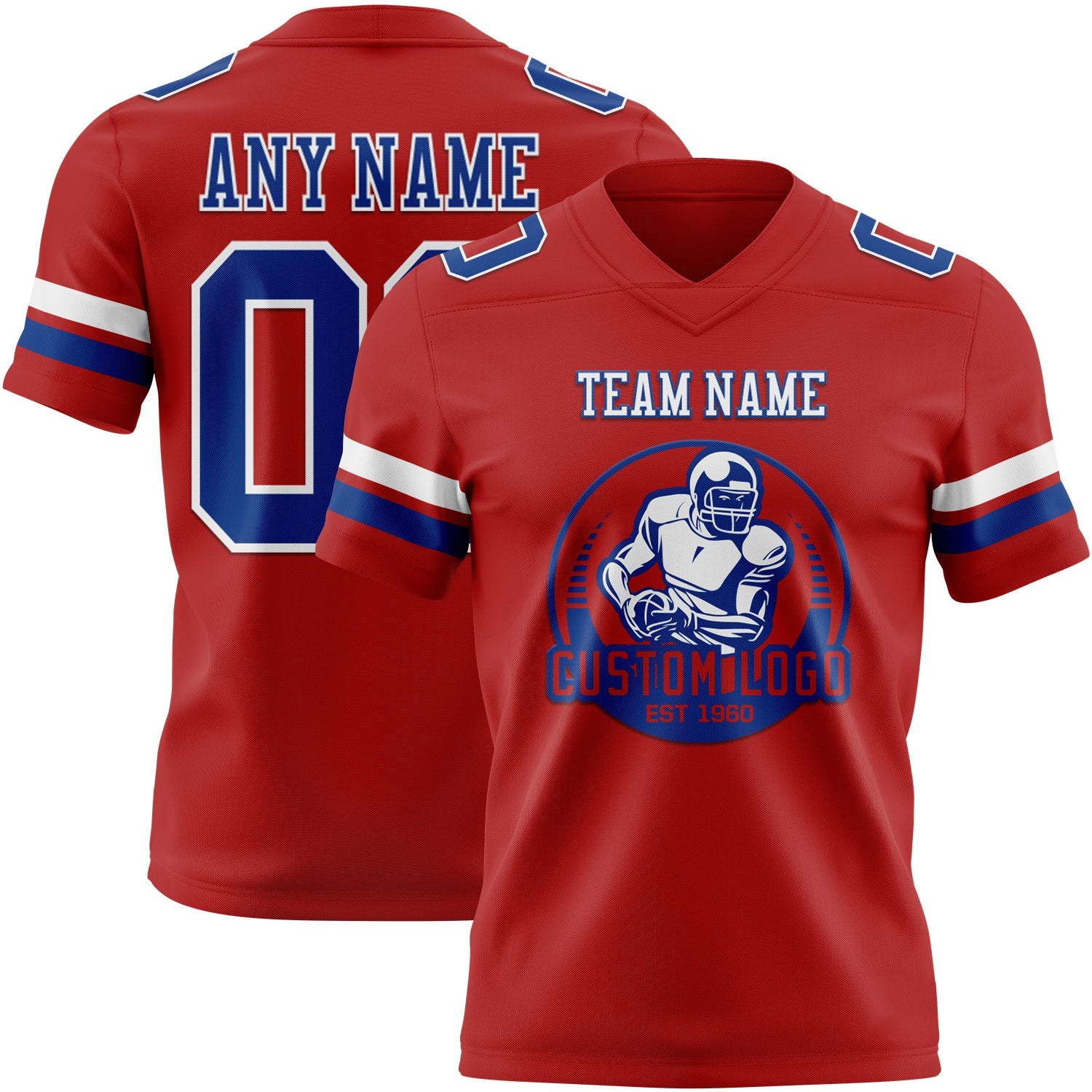 Custom Red Royal-White Authentic Football Jersey