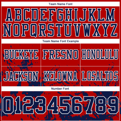 Custom Red Navy-White 3D Pattern Splash Authentic Football Jersey