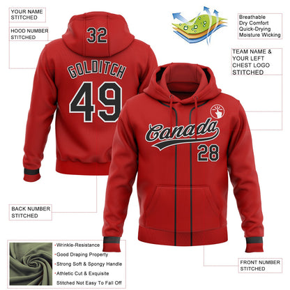 Custom Stitched Red Black-White Baseball Pullover Sweatshirt Hoodie