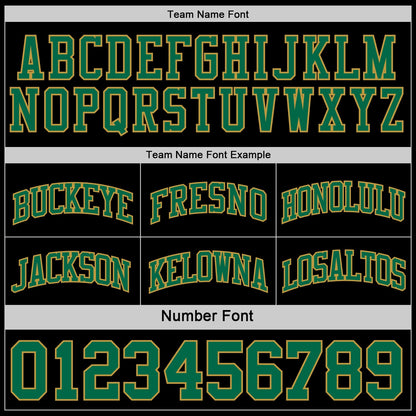 Custom Reversible Black Kelly Green-Old Gold Double Side Sublimation Basketball Set Jersey