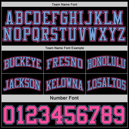Custom Reversible Black Pink-Light Blue Double Side Sublimation Basketball Set Jersey