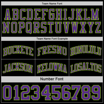 Custom Reversible Black Purple-Neon Green Double Side Sublimation Basketball Set Jersey