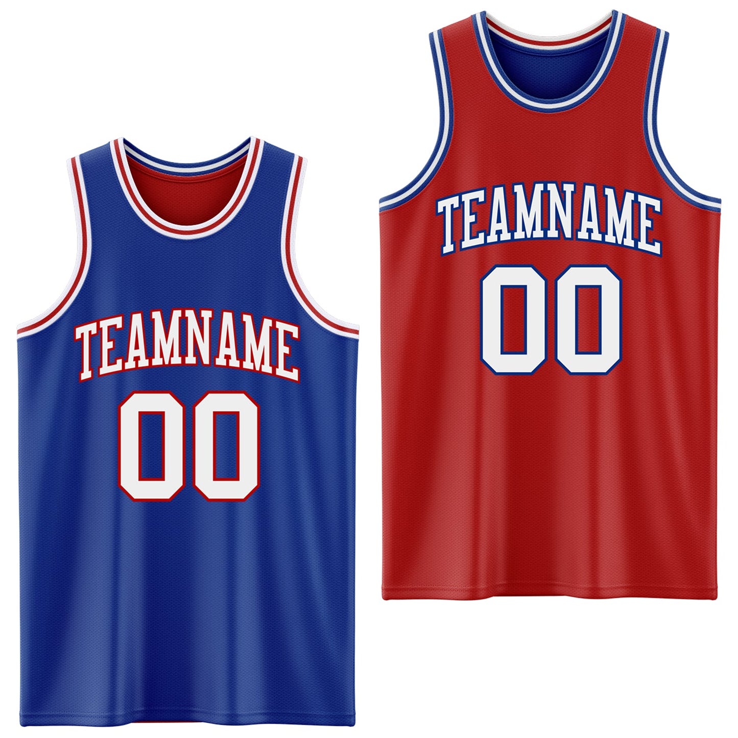 Custom Royal White-Red Reversible Double Side Sublimation Basketball Set Jersey
