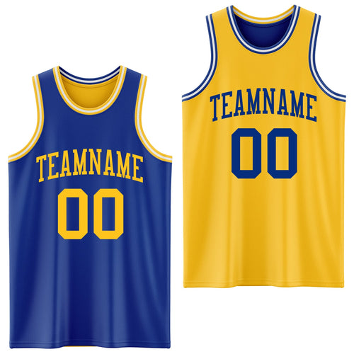Custom Royal Gold-White Reversible Double Side Sublimation Basketball Set Jersey