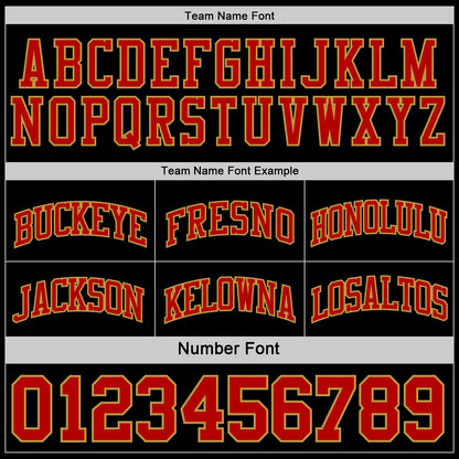 Custom Red Black-Old Gold Reversible Double Side Sublimation Basketball Set Jersey