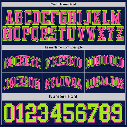 Custom Reversible Navy Neon Green-Pink Double Side Sublimation Basketball Set Jersey