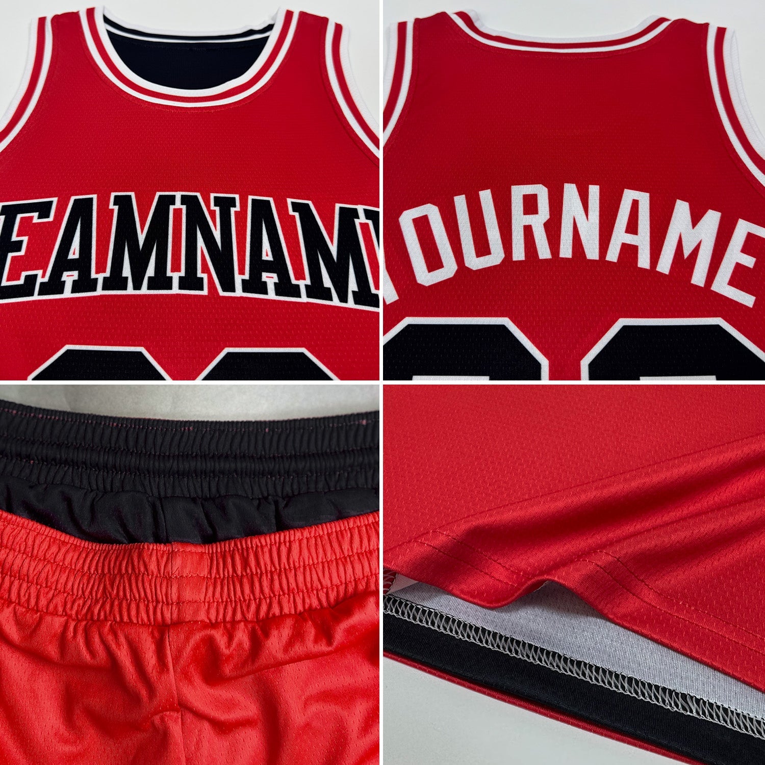 Custom Reversible Green Cream-Red Double Side Sublimation Basketball Set Jersey
