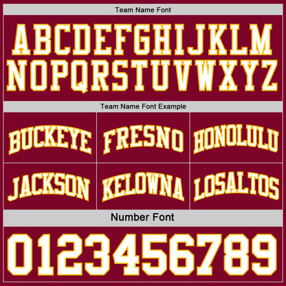 Custom Reversible Maroon White-Gold Double Side Sublimation Basketball Set Jersey