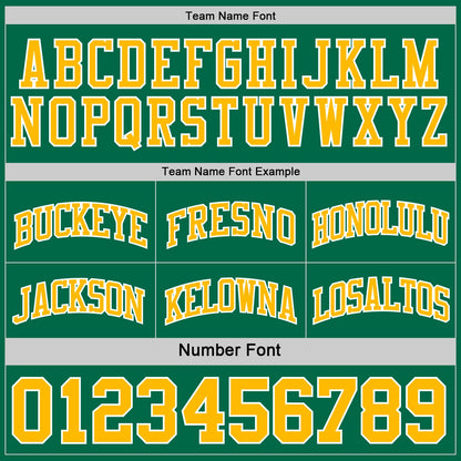 Custom Reversible Kelly Green Gold-White Double Side Sublimation Basketball Set Jersey