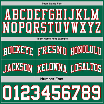 Custom Reversible Kelly Green White-Red Double Side Sublimation Basketball Set Jersey