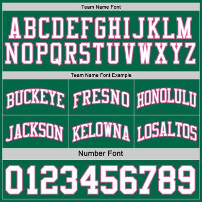 Custom Reversible Kelly Green White-Pink Double Side Sublimation Basketball Set Jersey