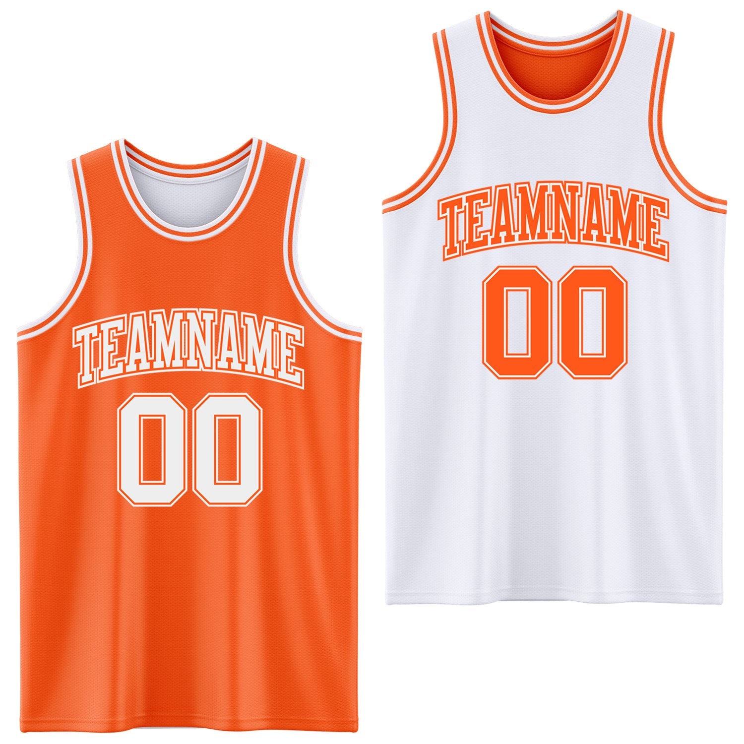 Custom Reversible Orange White Double Side Sublimation Basketball Set Jersey