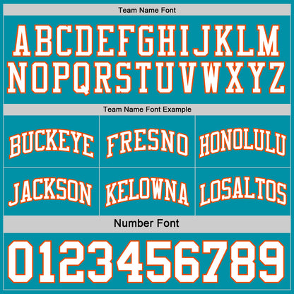 Custom Reversible Teal White-Orange Double Side Sublimation Basketball Set Jersey