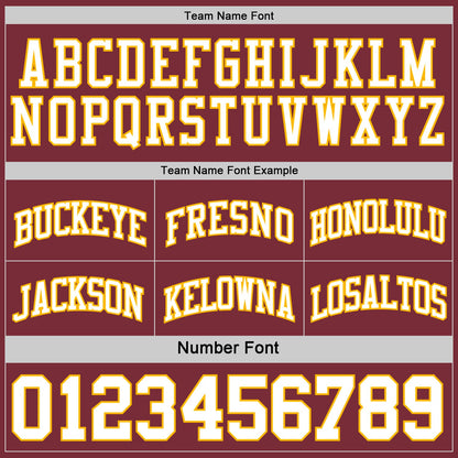 Custom Reversible Burgundy White-Gold Double Side Sublimation Basketball Set Jersey