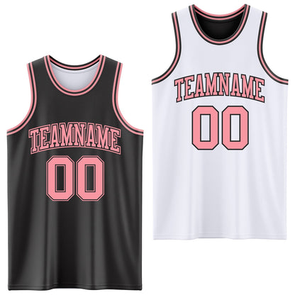 Custom Reversible Black Medium Pink Double Side Sublimation Basketball Set Jersey