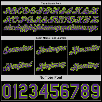 Custom Reversible Black Purple-Neon Green Double Side Star Sublimation Basketball Set Jersey