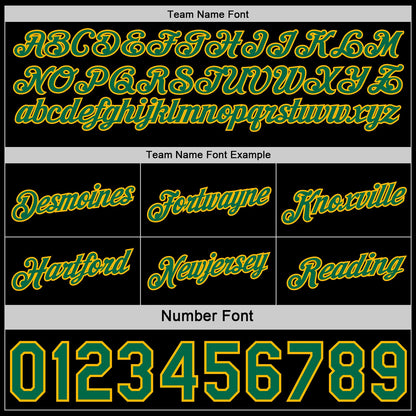 Custom Reversible Black Kelly Green-Gold Double Side Star Sublimation Basketball Set Jersey