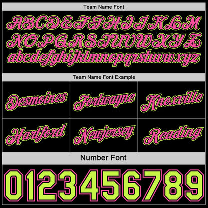 Custom Reversible Black Neon Green-Pink Double Side Star Sublimation Basketball Set Jersey