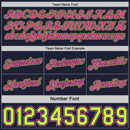 Custom Reversible Navy Neon Green-Pink Double Side Star Sublimation Basketball Set Jersey