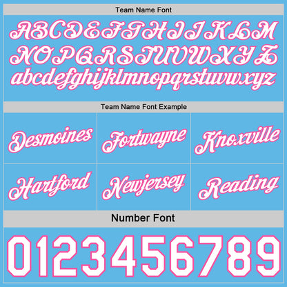 Custom Reversible Pink White-Sky Blue Double Side Star Sublimation Basketball Set Jersey