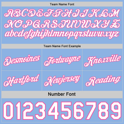 Custom Reversible Pink White-Light Blue Double Side Star Sublimation Basketball Set Jersey