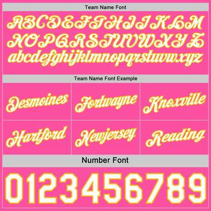 Custom Reversible Pink White-Gold Double Side Star Sublimation Basketball Set Jersey