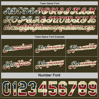 Custom Reversible Olive Vintage USA Flag-Cream Double Side Star Sublimation Basketball Set Jersey