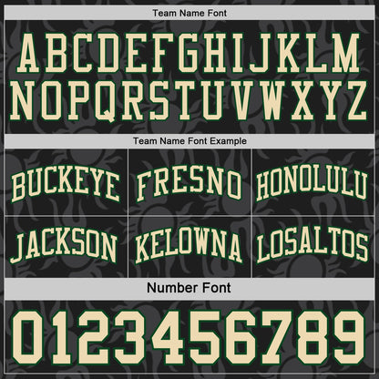 Custom Black Cream-Green Side Panel Stripe Sun Flame Reversible Double Side Sublimation Basketball Set Jersey
