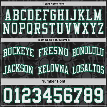 Custom Black White-Kelly Green Side Panel Stripe Sun Flame Reversible Double Side Sublimation Basketball Set Jersey