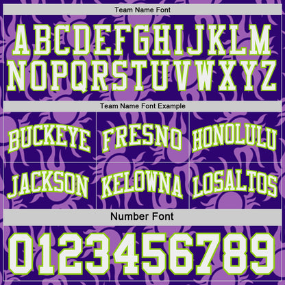 Custom Purple White-Neon Green Side Panel Stripe Sun Flame Reversible Double Side Sublimation Basketball Set Jersey