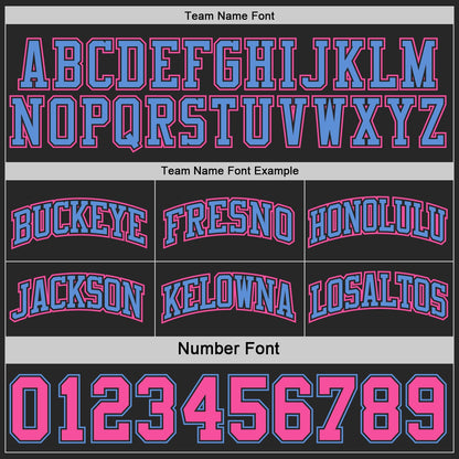 Custom Black Pink-Light Blue Side Panel Geometric Chevron Reversible Double Side Sublimation Basketball Set Jersey