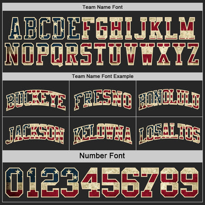 Custom Black(Olive) Vintage USA Flag Cream-Maroon Side Panel Geometric Chevron Reversible Double Side Sublimation Basketball Set Jersey
