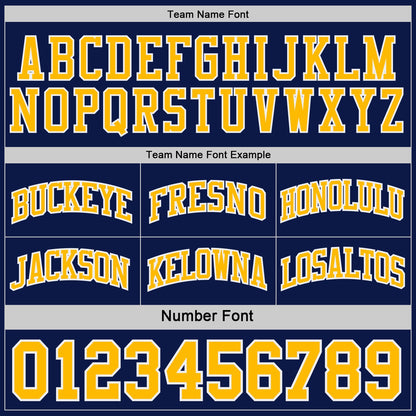 Custom Navy Gold-White Side Panel Geometric Chevron Reversible Double Side Sublimation Basketball Set Jersey