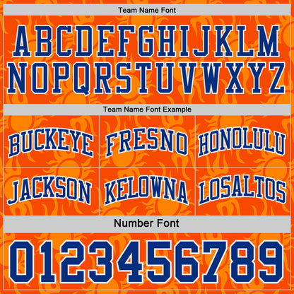 Custom Royal Orange-White Side Panel Stripe Sun Flame Reversible Double Side Sublimation Basketball Set Jersey