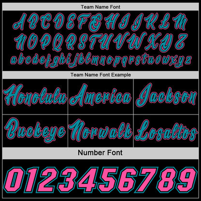Custom Black Pink-Teal Side Panel Stripe Geometric Triangle Gradient Dot Reversible Double Side Sublimation Basketball Set Jersey