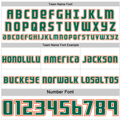 Custom White Kelly Green-Orange Side Panel Stripe Geometric V-Cut Color Block Reversible Double Side Sublimation Basketball Set Jersey