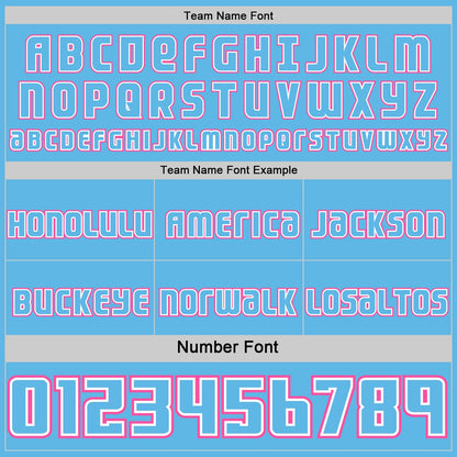 Custom Sky Blue Pink-White Side Panel Stripe Geometric V-Cut Color Block Reversible Double Side Sublimation Basketball Set Jersey