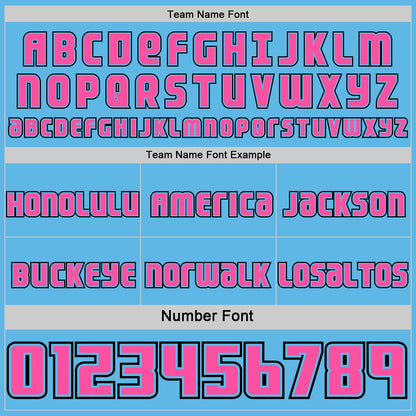 Custom Sky Blue Pink-Black Side Panel Stripe Geometric V-Cut Color Block Reversible Double Side Sublimation Basketball Set Jersey
