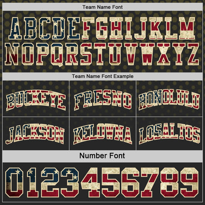 Custom Black Vintage USA Flag Olive-Cream Side Panel Stripe Gradient Geometric Honeycomb Reversible Double Side Sublimation Basketball Set Jersey
