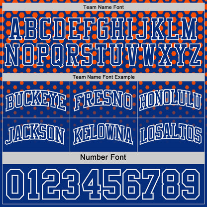 Custom Royal Orange-White Side Panel Stripe Gradient Geometric Honeycomb Reversible Double Side Sublimation Basketball Set Jersey
