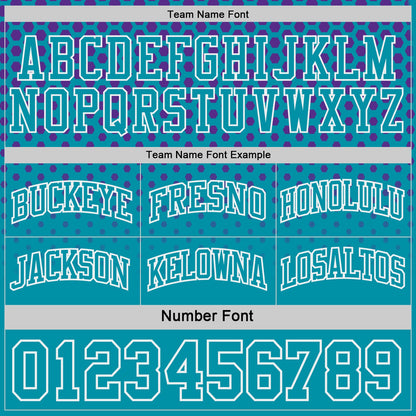 Custom Purple Teal-White Side Panel Stripe Gradient Geometric Honeycomb Reversible Double Side Sublimation Basketball Set Jersey