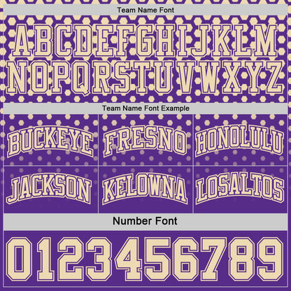 Custom Purple-Cream Side Panel Stripe Gradient Geometric Honeycomb Reversible Double Side Sublimation Basketball Set Jersey