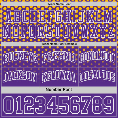 Custom Purple Gold-White Side Panel Stripe Gradient Geometric Honeycomb Reversible Double Side Sublimation Basketball Set Jersey