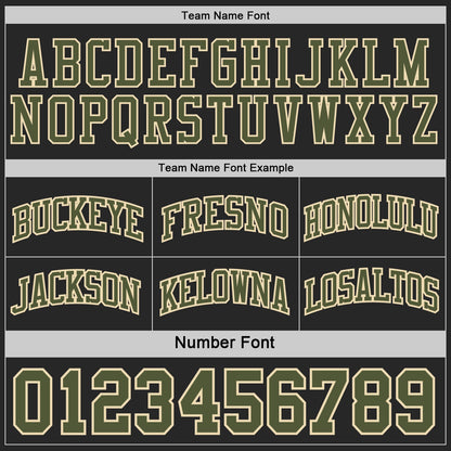 Custom Black Olive-Cream Digital Camo Side Panel Stripe Reversible Double Side Sublimation Basketball Set Jersey