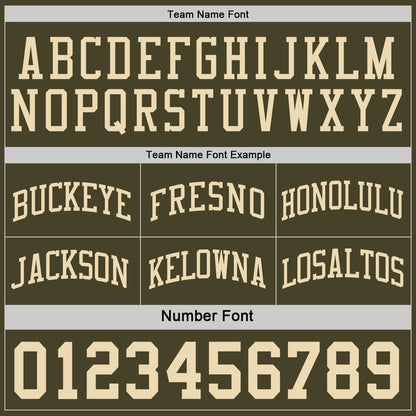 Custom Olive-Cream Woodland Camo Side Panel Stripe Reversible Double Side Sublimation Basketball Set Jersey